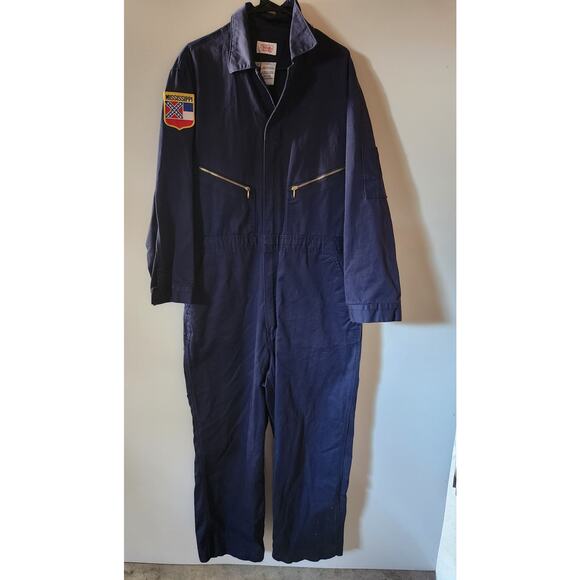 VTG 80s Walls MasterMade Mechanic Utility Workwear Blue Coverall Overalls 46 Reg - Picture 1 of 6